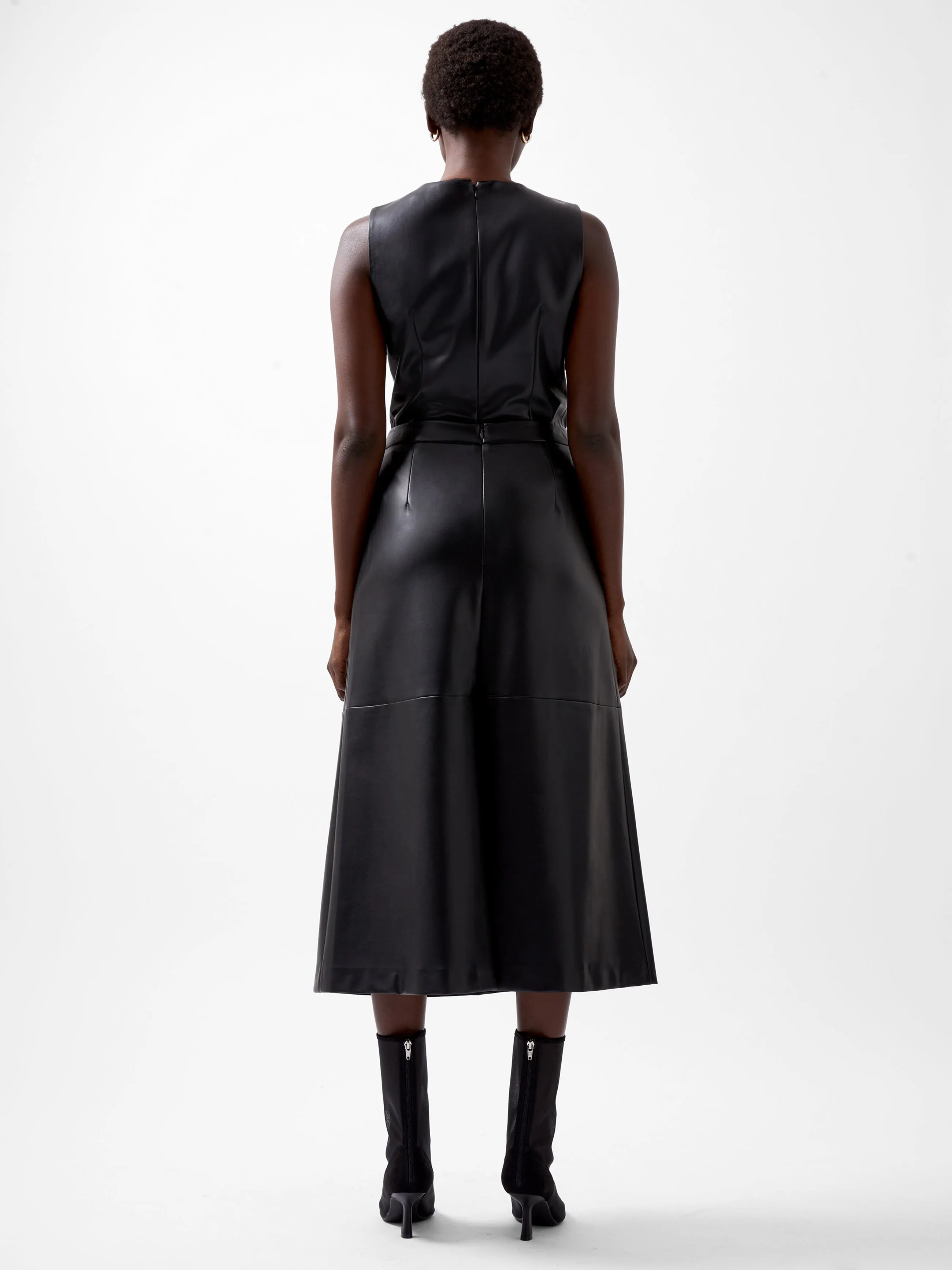 Elettra PU Cowl Neck Sleeveless Top