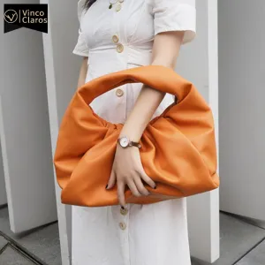 Fashion Ruched Soft Leather Cloud Bag Large Clutch Bags Women Designer Handbags High Quality Luxury Brand Shoulder Bag Sac Purse