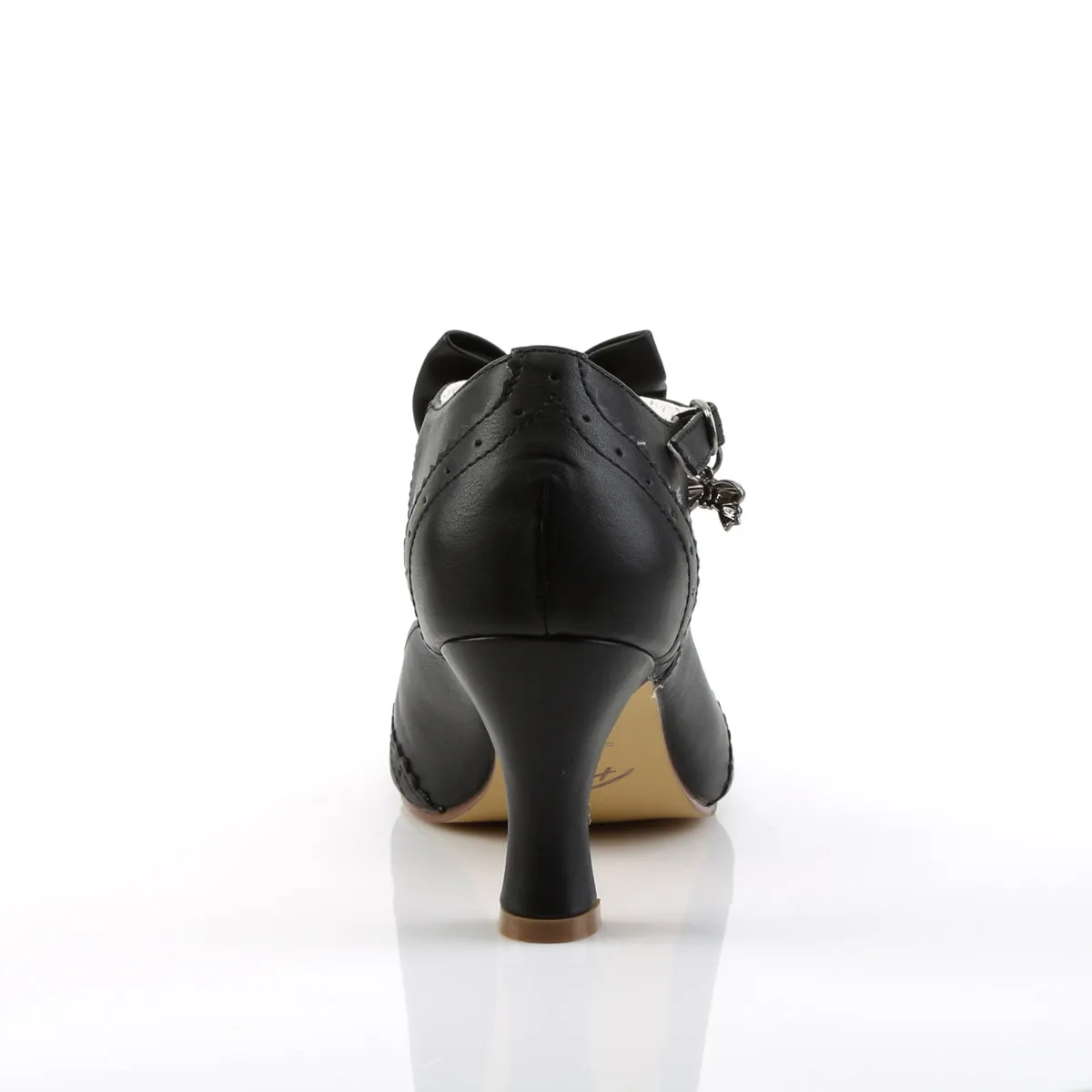 FLAPPER-11 Pin Up Couture Flapper Black Faux Leather Sexy Single Soles (Retro Heels)