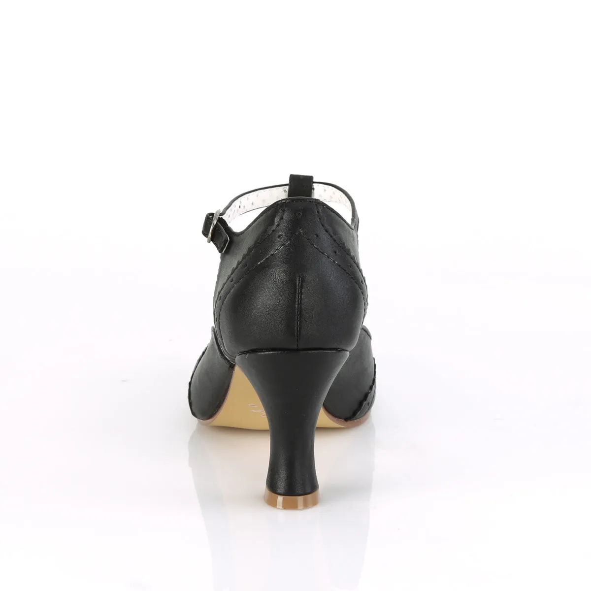 FLAPPER-26 Pin Up Couture Flapper Black PU Sexy Single Soles (Retro Heels)