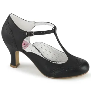 FLAPPER-26 Pin Up Couture Flapper Black PU Sexy Single Soles (Retro Heels)