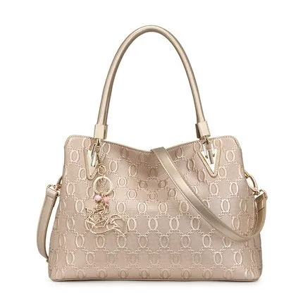 FOXER Occident Style Gold Totes Women's Cow Split Leather Handbag Fashion Lady Commute Purse Luxury Large Capacity Shoulder Bag