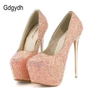 Gdgydh Fashion Women Platform Shoes 2018 New Spring Autumn Bling Women Pumps Thin Heels Sexy Slim Party Shoes High Heels
