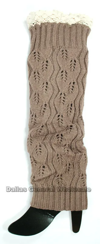 Girls Knitted Boot Socks with Lace Wholesale