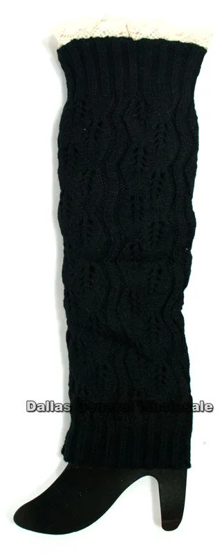 Girls Knitted Boot Socks with Lace Wholesale