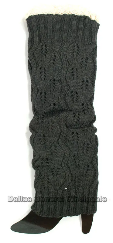 Girls Knitted Boot Socks with Lace Wholesale