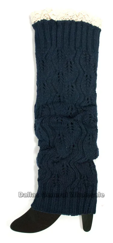 Girls Knitted Boot Socks with Lace Wholesale