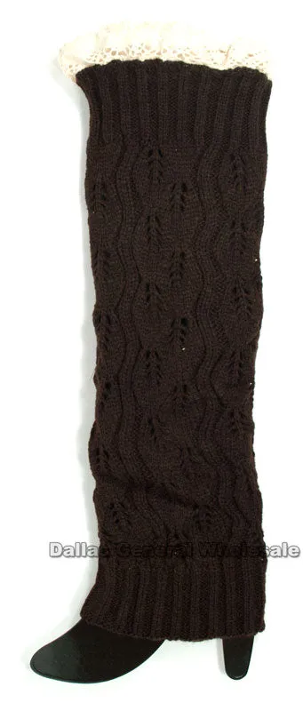 Girls Knitted Boot Socks with Lace Wholesale