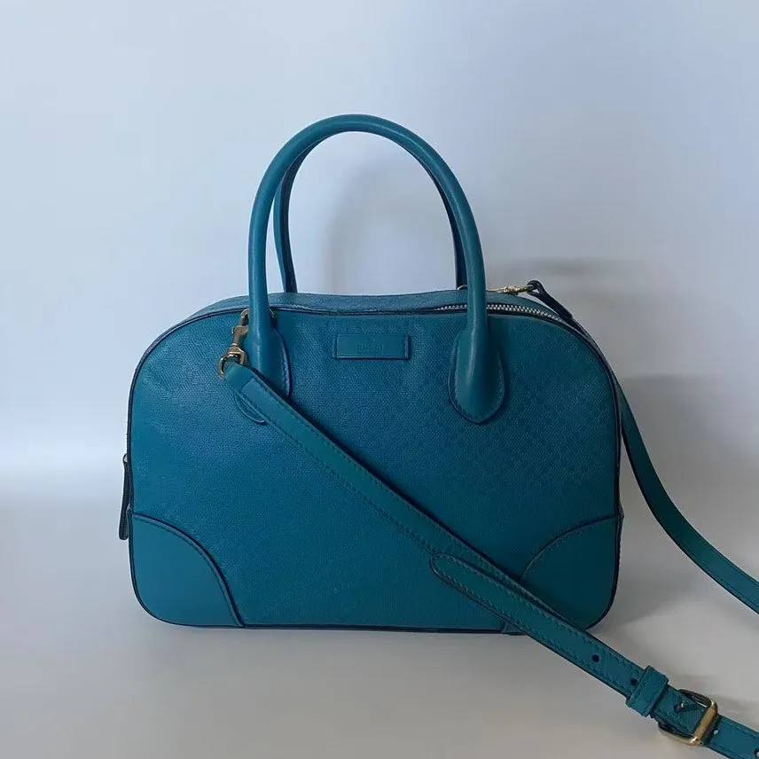 Gucci Small Dome Leather Satchel Bag in Teal
