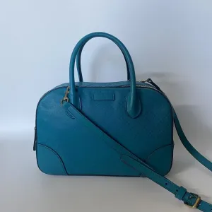 Gucci Small Dome Leather Satchel Bag in Teal