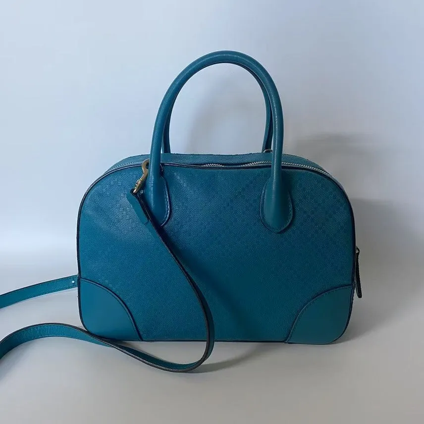 Gucci Small Dome Leather Satchel Bag in Teal