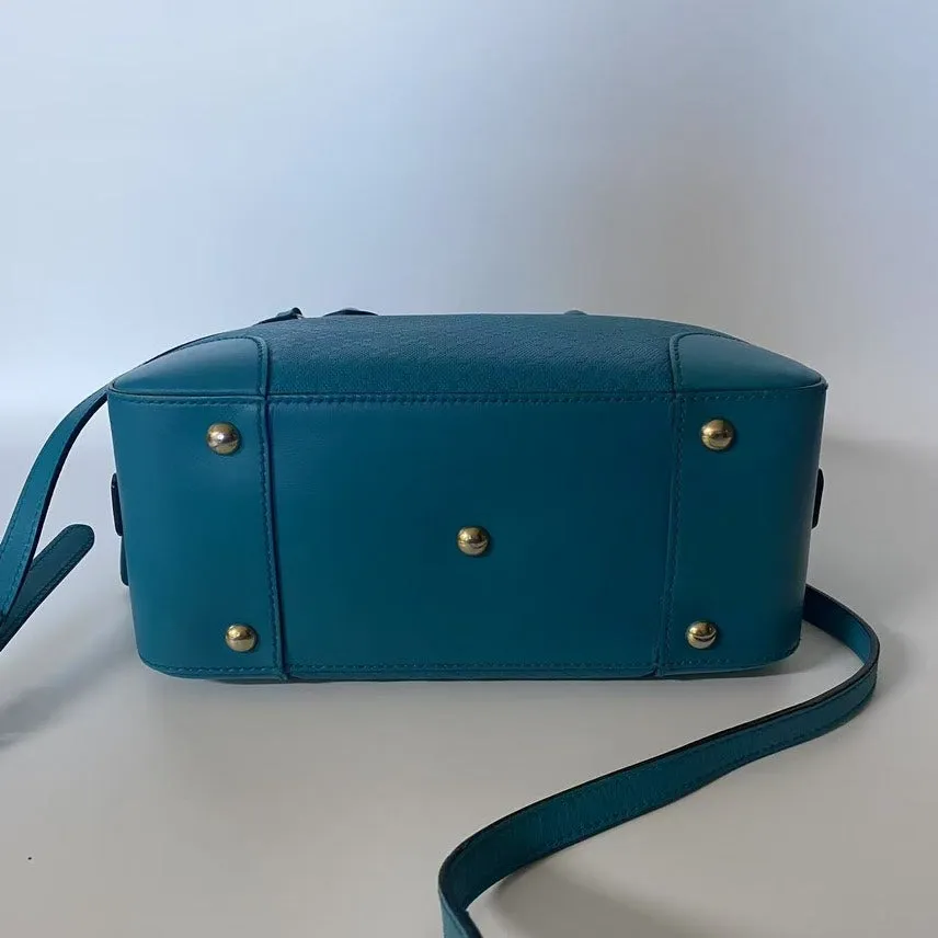 Gucci Small Dome Leather Satchel Bag in Teal