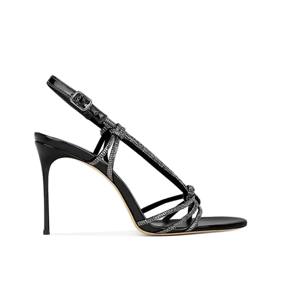 HESRA Diamante Mid Heel Sandals - 6cm