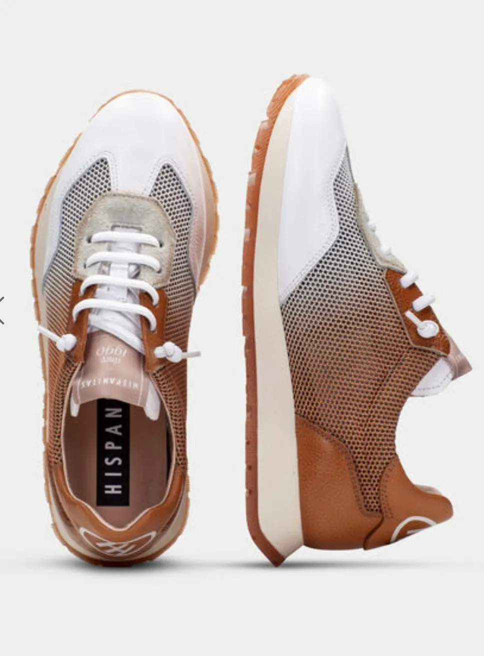 Hispanitas tan and white leather sneakers