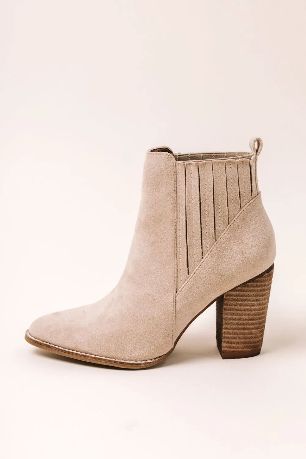 Jackie Heeled Booties in Taupe