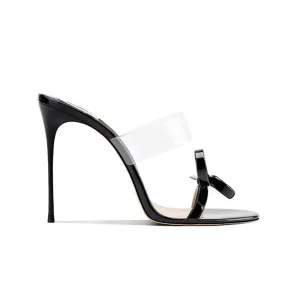 JODIY Bow PVC Mules Sandals - 8cm