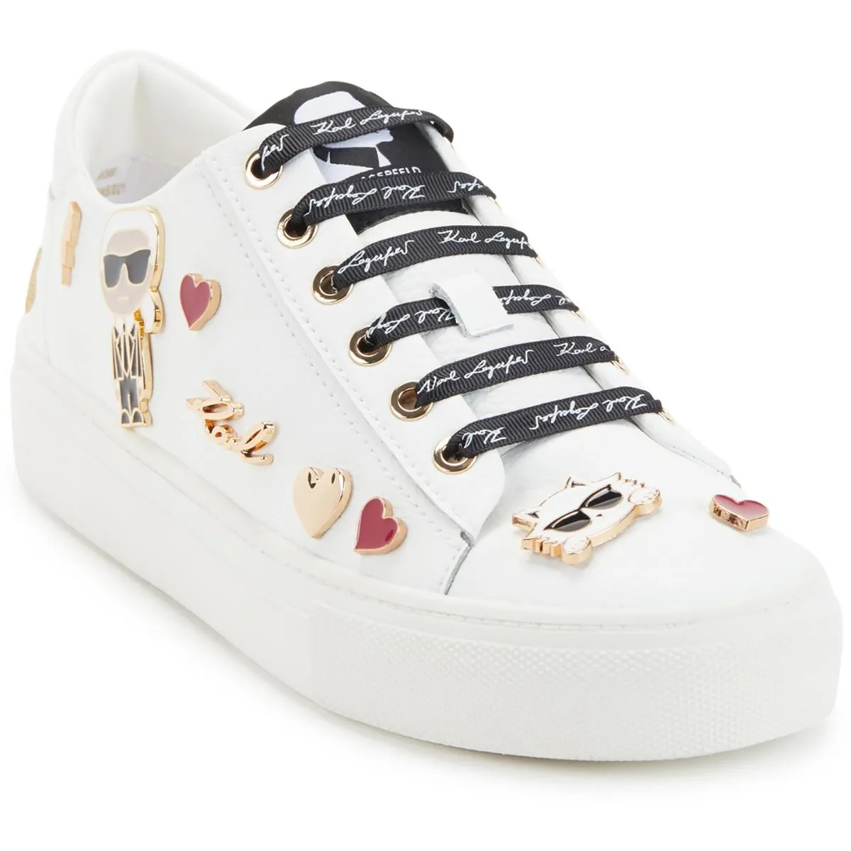 Karl Lagerfeld Paris Womens Cate Pins Leather Casual And Fashion Sneakers