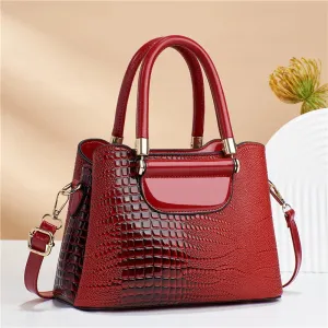 Luxury Fashion Commuting Single-Shoulder Crossbody Bag Crocodile Pattern Leather Women's Handbags