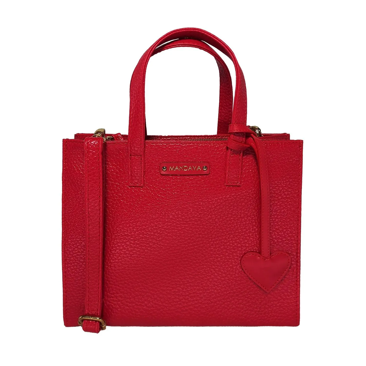 MANDAVA Women's/Ladies Top Handle PU Leather Handbag, Shoulder Bag with Tussle (Cherry Red)