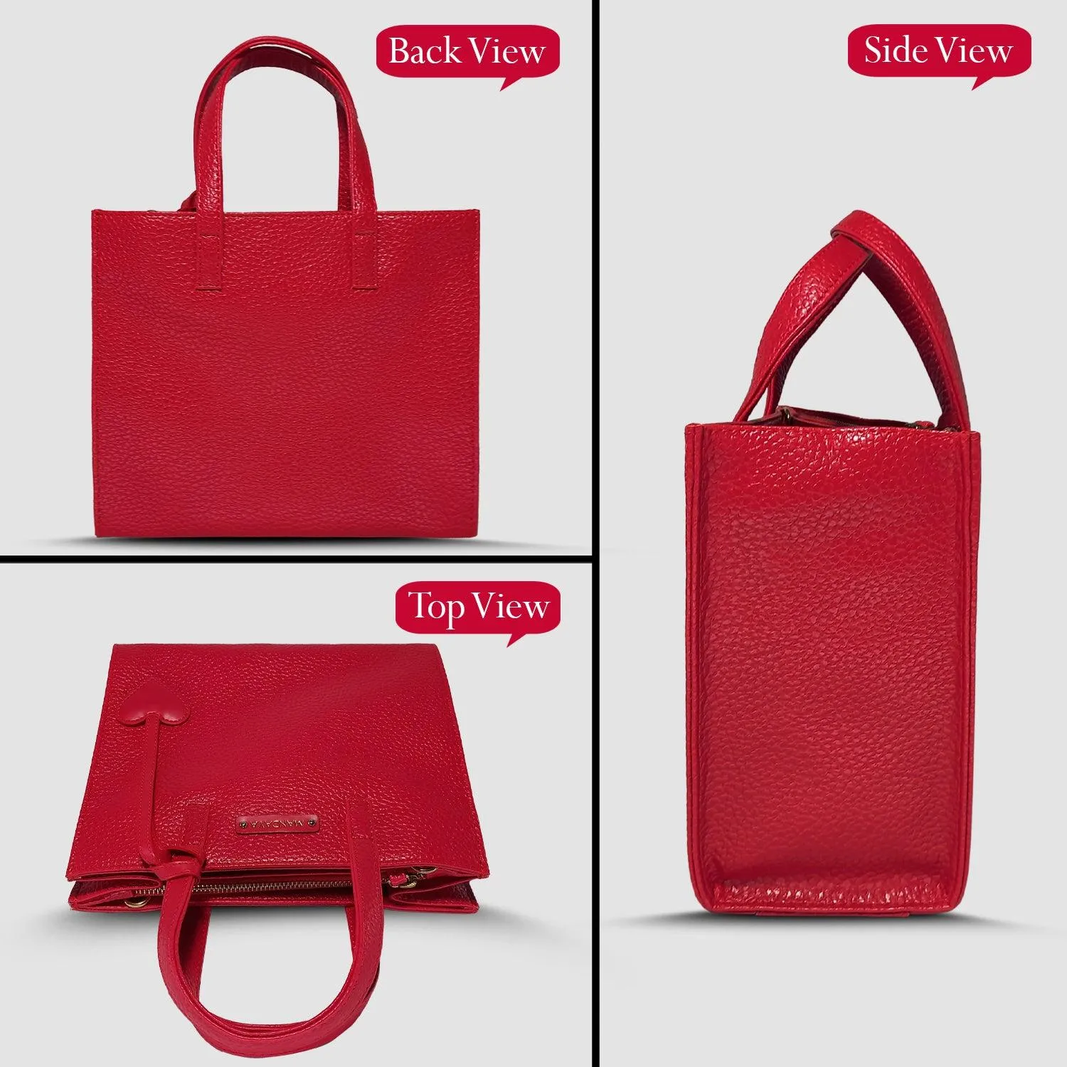MANDAVA Women's/Ladies Top Handle PU Leather Handbag, Shoulder Bag with Tussle (Cherry Red)