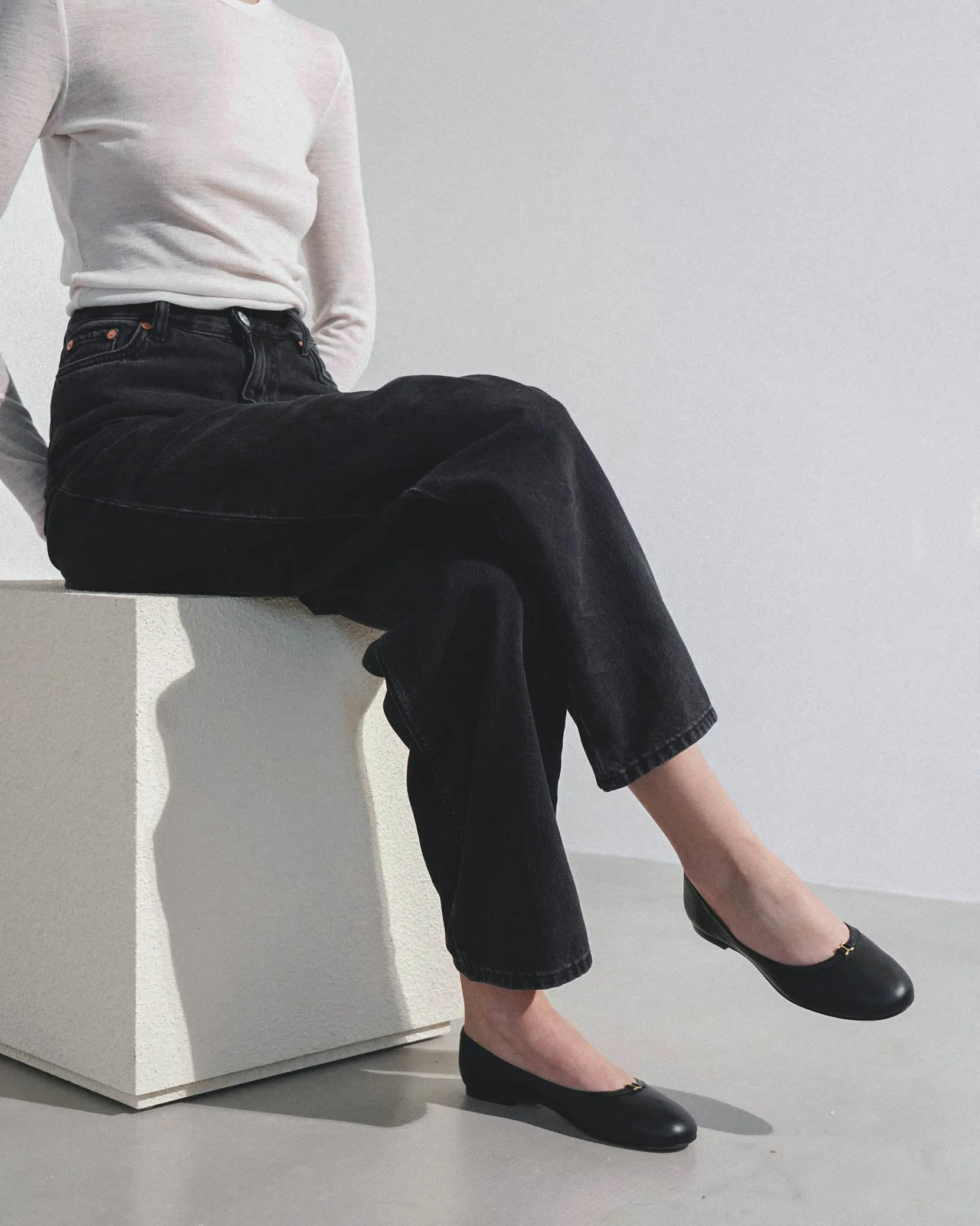 Marcie black leather ballerinas