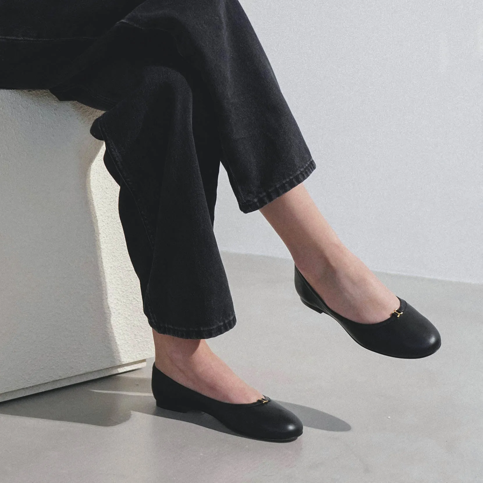 Marcie black leather ballerinas