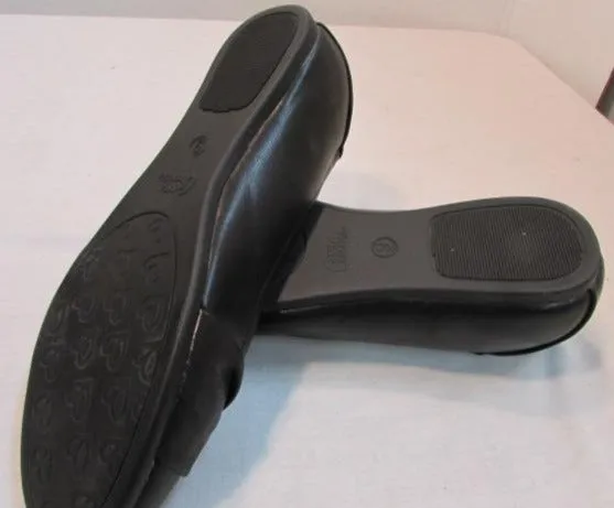 Mia Amore "Corra" Black Crossover Strap Slip-On Flats