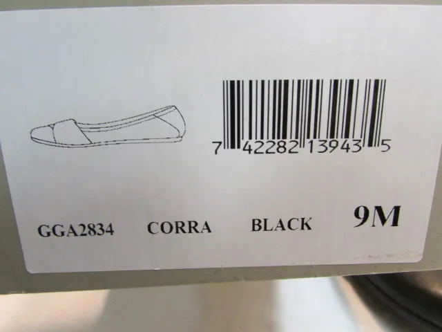 Mia Amore "Corra" Black Crossover Strap Slip-On Flats