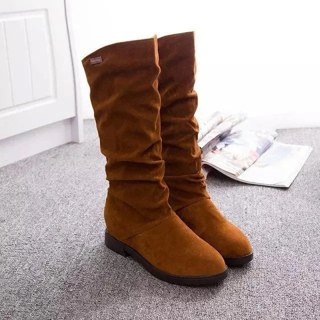 Mid calf slouch boots fashion women's snow boots fall/winter mid calf boots
