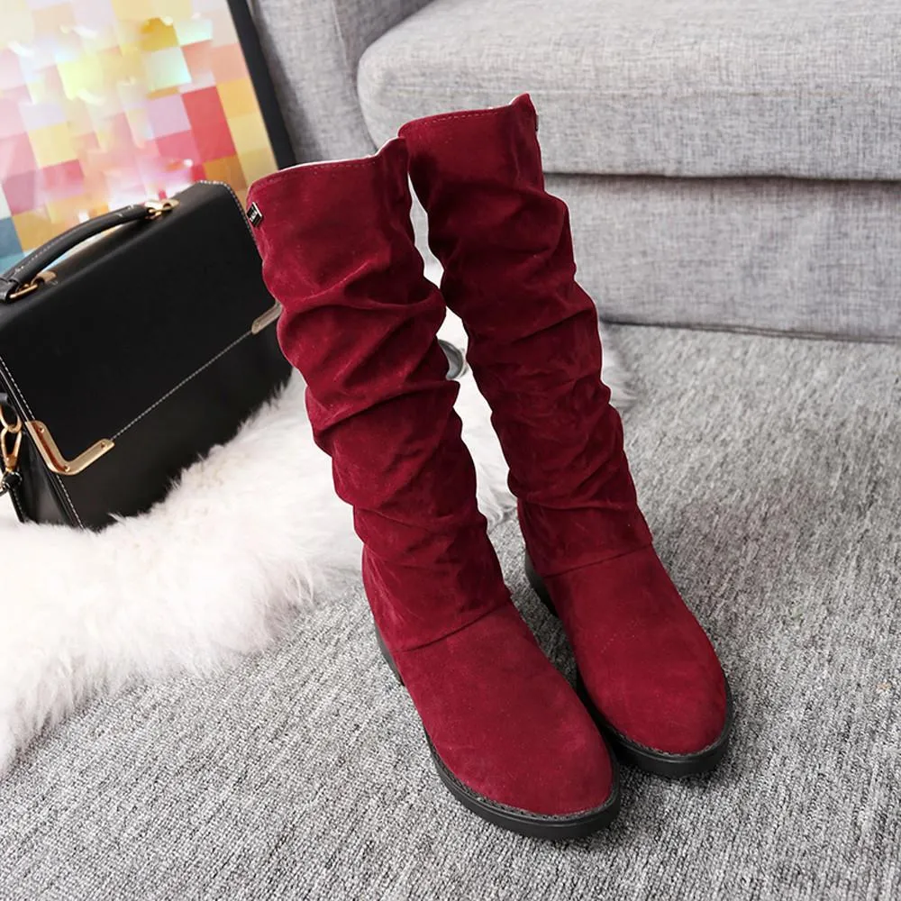 Mid calf slouch boots fashion women's snow boots fall/winter mid calf boots