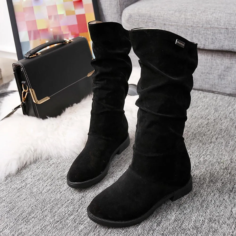 Mid calf slouch boots fashion women's snow boots fall/winter mid calf boots