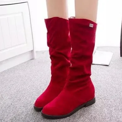 Mid calf slouch boots fashion women's snow boots fall/winter mid calf boots