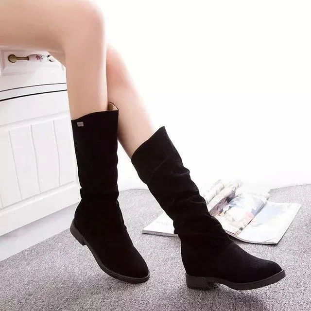 Mid calf slouch boots fashion women's snow boots fall/winter mid calf boots