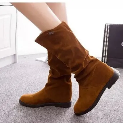 Mid calf slouch boots fashion women's snow boots fall/winter mid calf boots