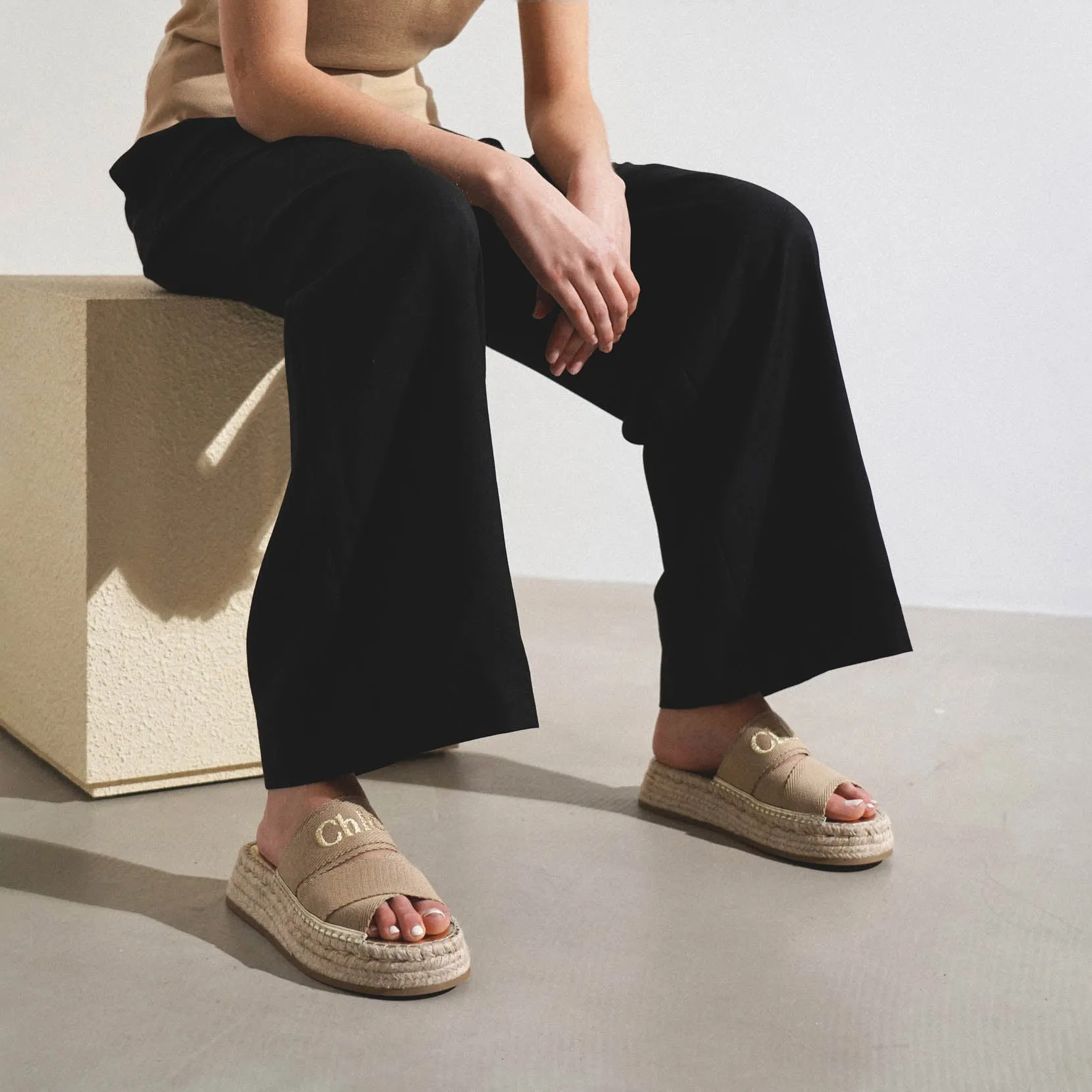 Mila beige linen flats