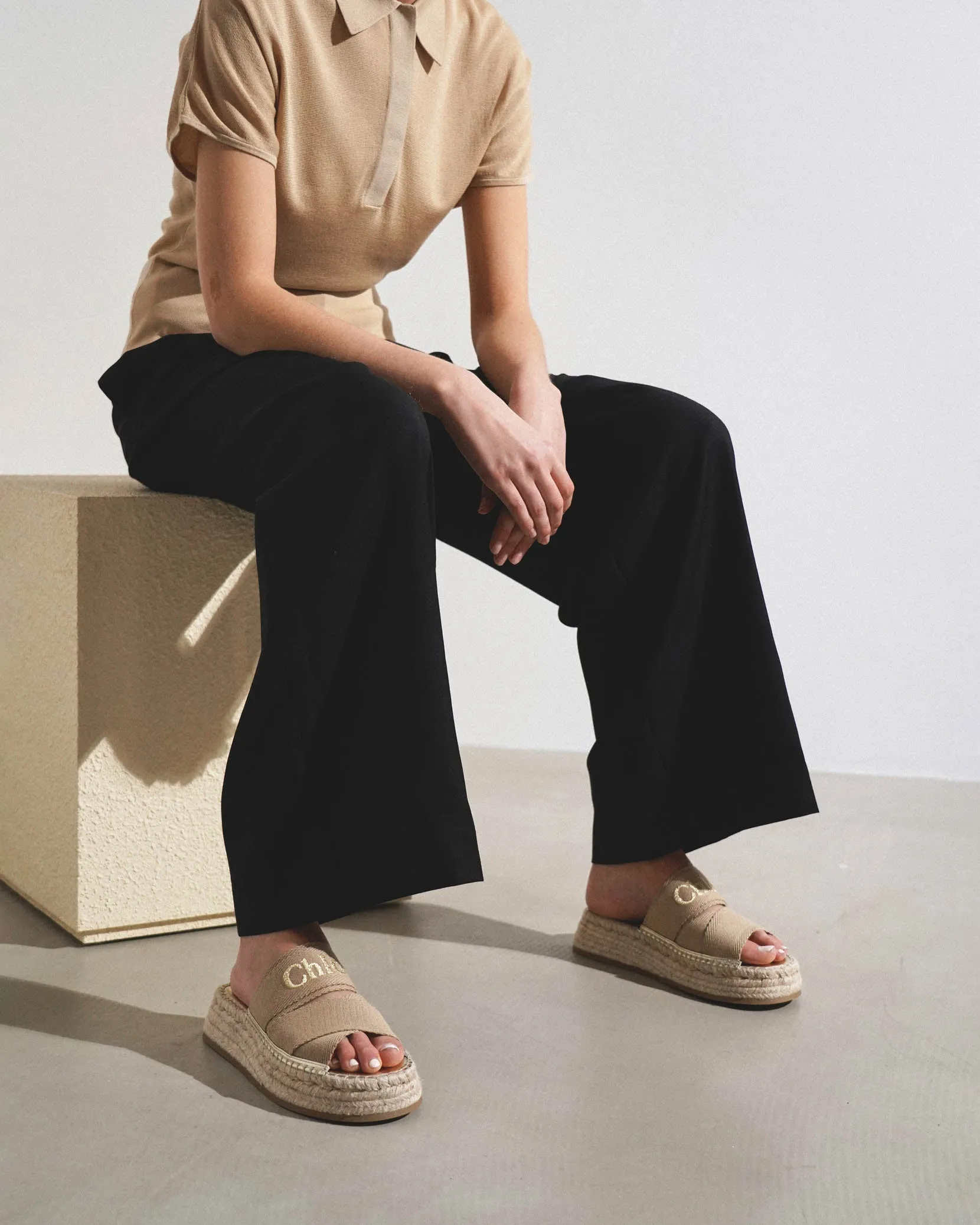 Mila beige linen flats