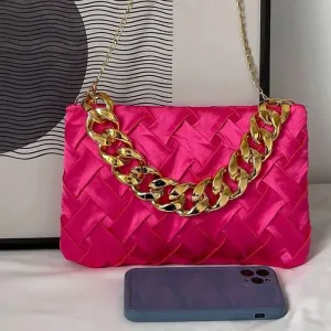 Neon Square Bag Braided Design Chain Shoulder Bag #111 N.a