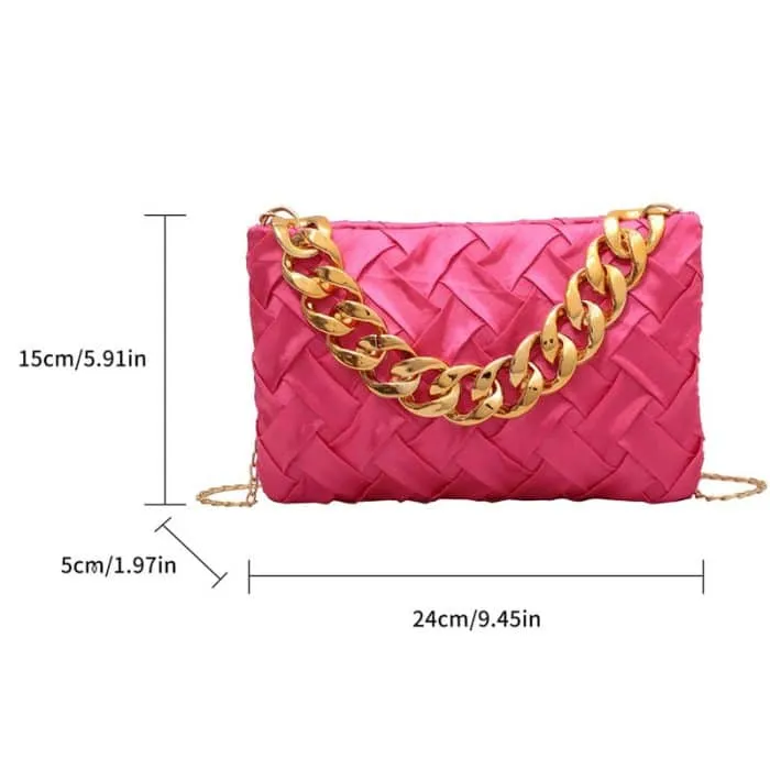 Neon Square Bag Braided Design Chain Shoulder Bag #111 N.a