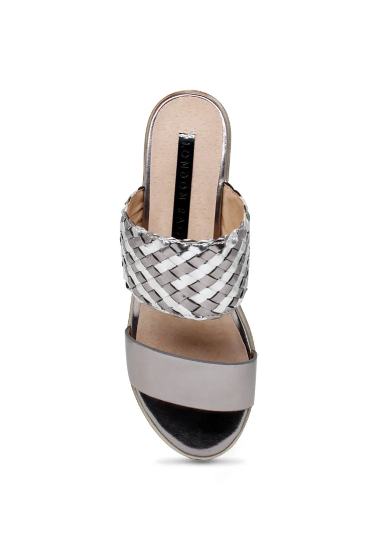 Pweter Mid Heel Sandals