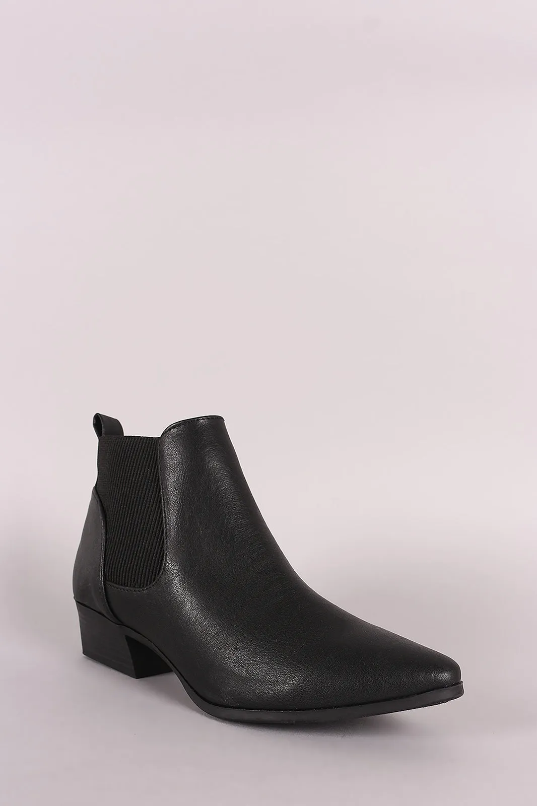 Qupid Pointy Toe Chelsea Ankle Boots
