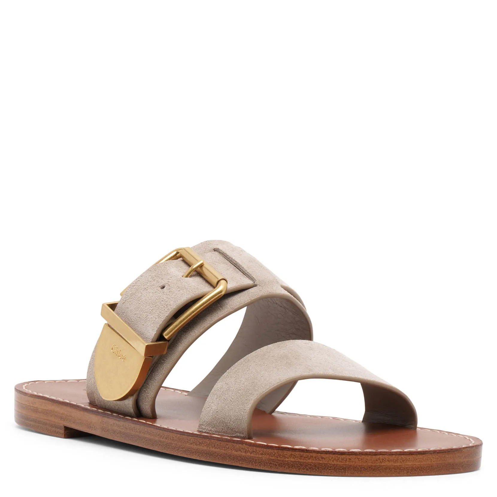 Rebecca greige suede flats