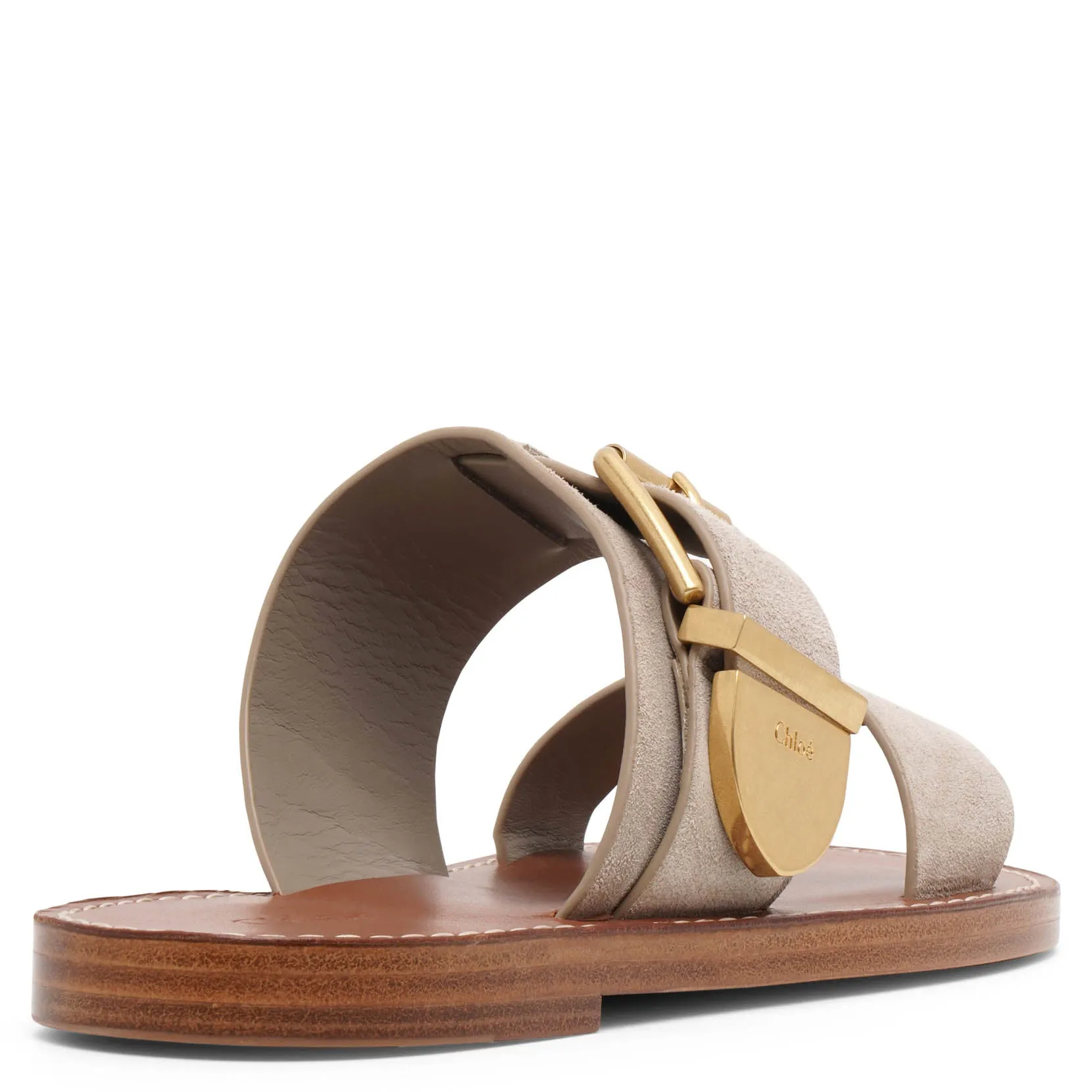 Rebecca greige suede flats