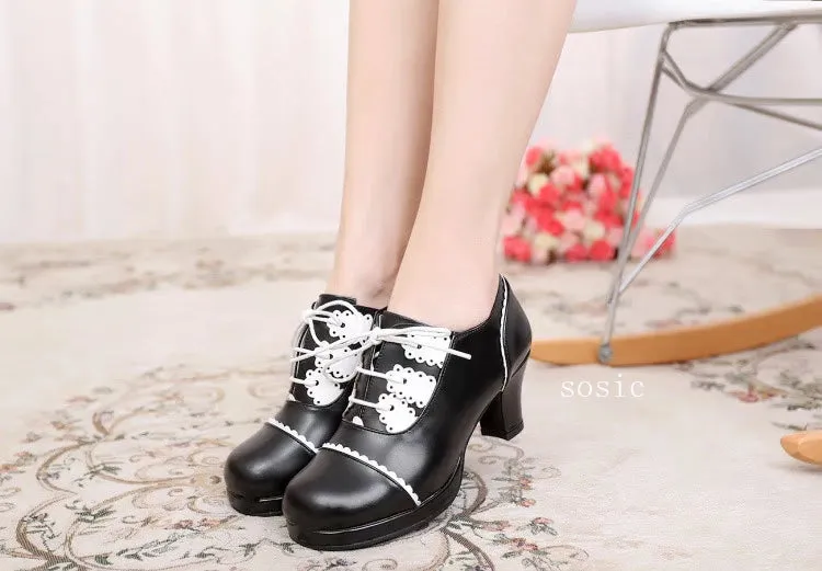 Retro Lace-Up Heels