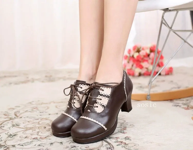 Retro Lace-Up Heels