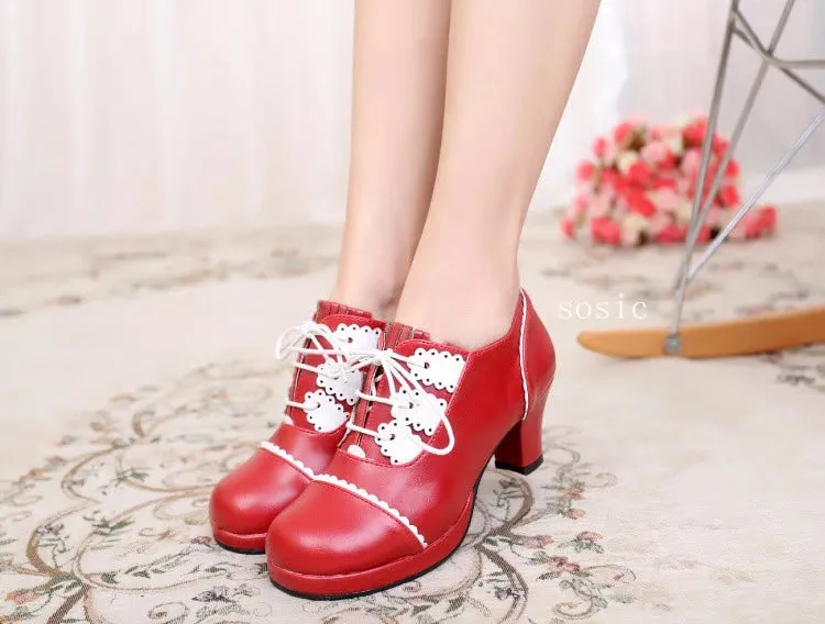 Retro Lace-Up Heels