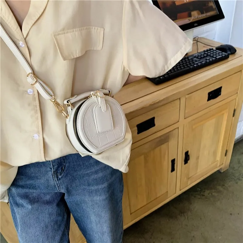 Round Stone Pattern Solid Color Simple PU Leather Crossbody Bags For Women 2020 Summer Travel Mini Shoulder Handbags