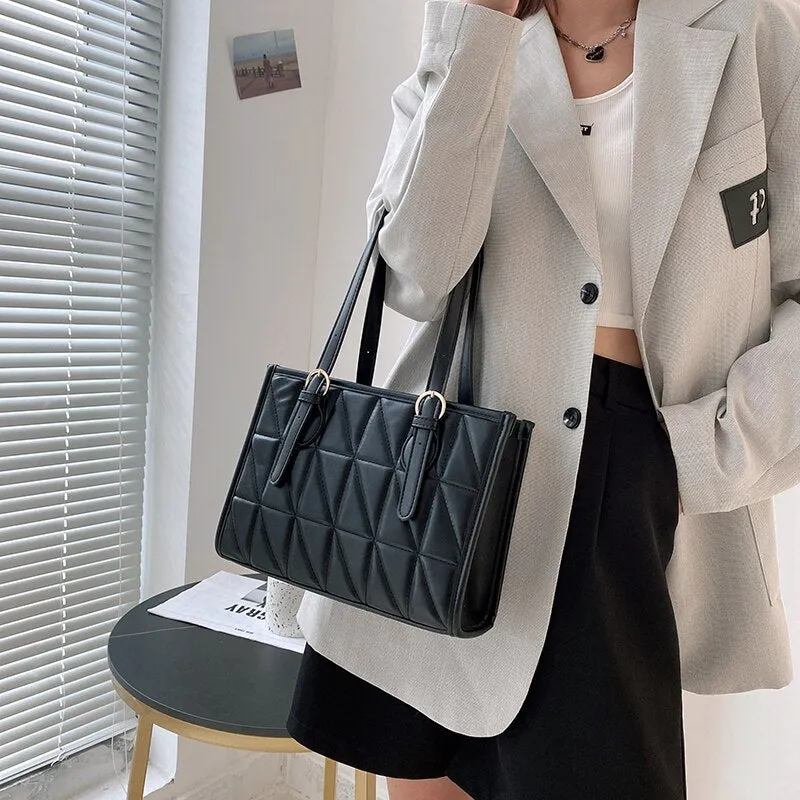 Small PU Leather Totes for Women 2021 Winter Brand Designer Trends Shoulder Handbags and Purses Female Luxury Black