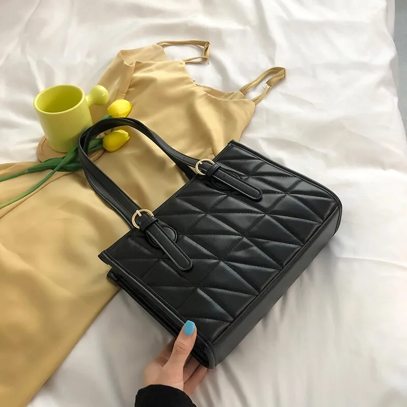 Small PU Leather Totes for Women 2021 Winter Brand Designer Trends Shoulder Handbags and Purses Female Luxury Black
