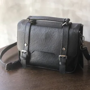 Small Women Black Leather Satchel Bags Shoulder Handbags