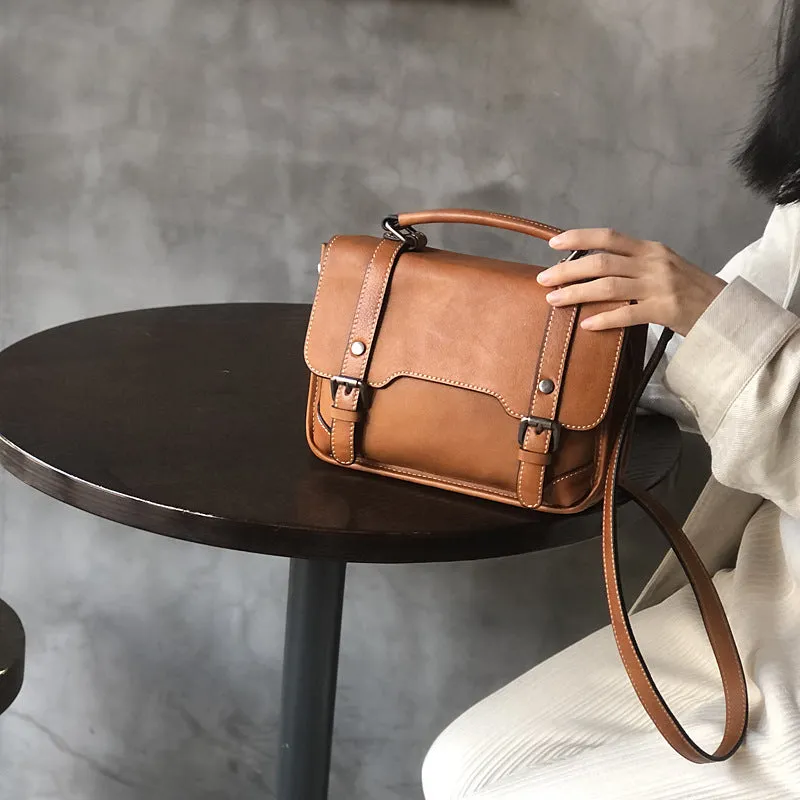 Small Women Black Leather Satchel Bags Shoulder Handbags